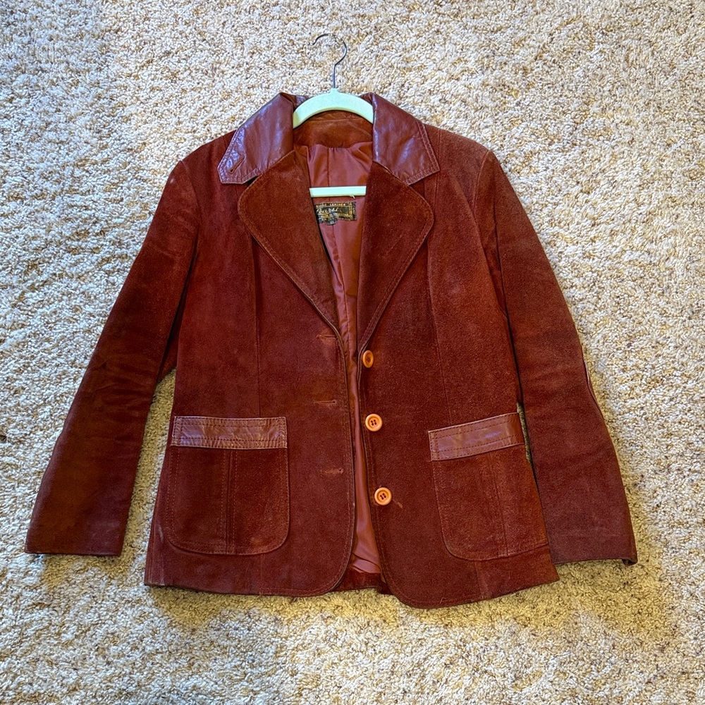 Learsi Vintage Suede Blazer with Leather Accents